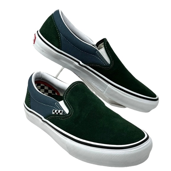 Vans Shoes - VANS Skate Slip On Shoe Suede Canvas Green Women's Size Sneakers Low VN0A5FCABD6